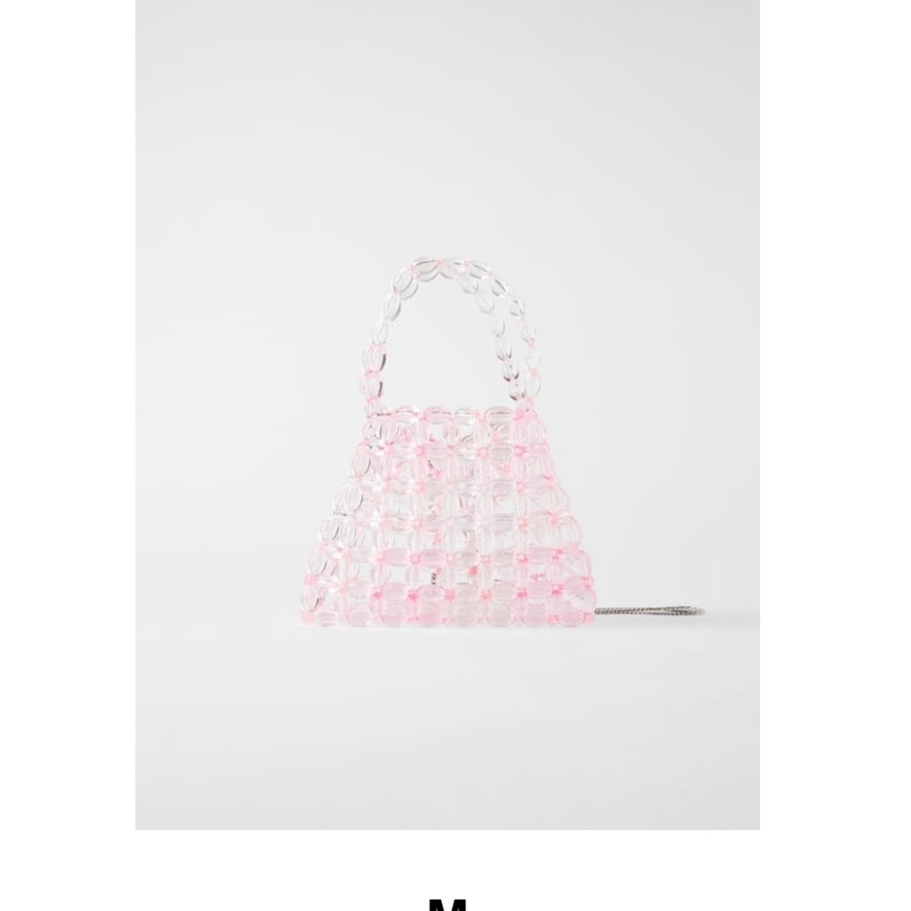 Zara Pink Transparent Beaded Bucket Bag